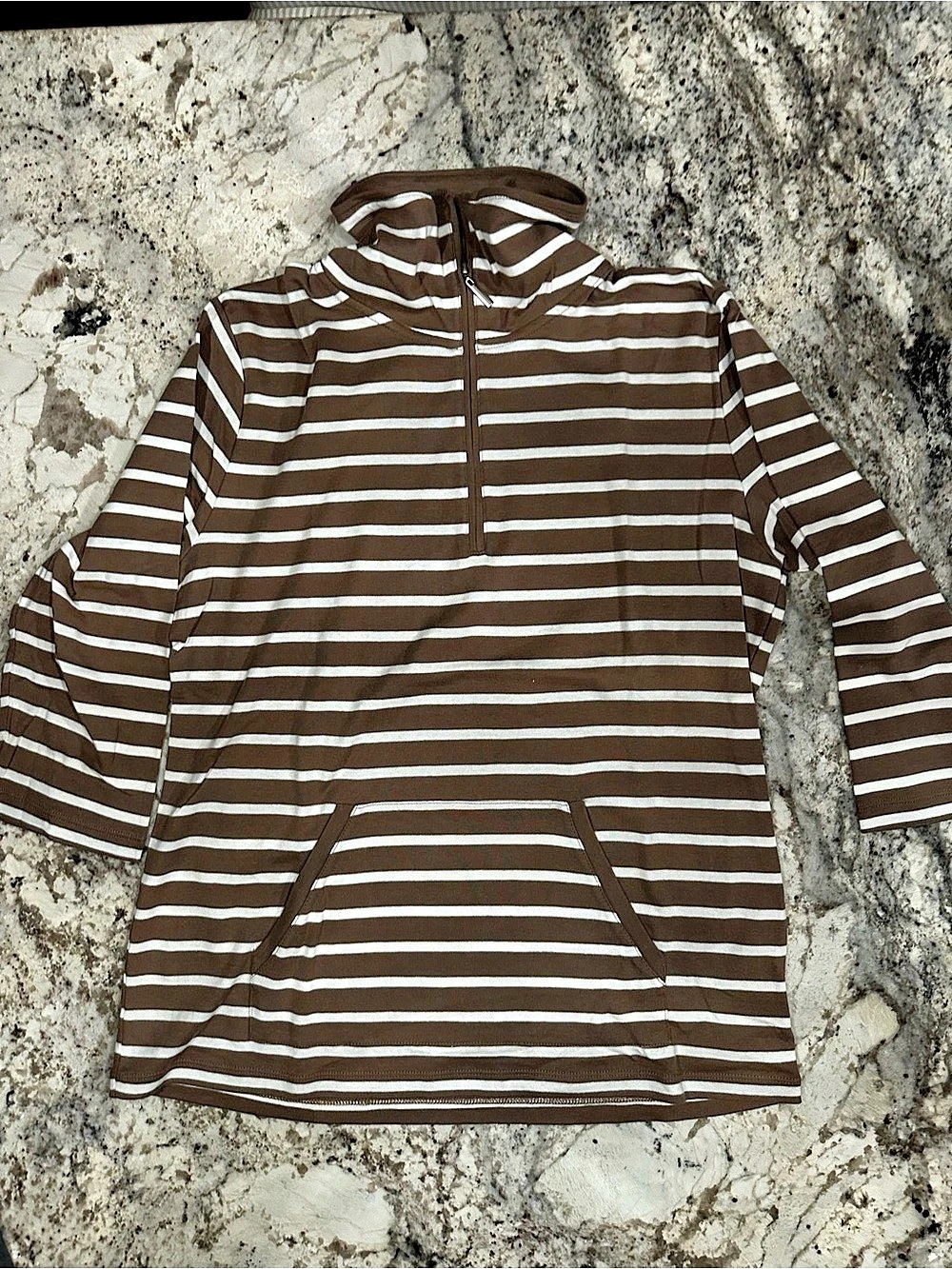 Karen Scott Sport Striped Jogger Set in Brown & White Size Medium